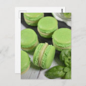 食品写真ライムバジルフランスのマカロン ポストカード (正面/裏面)