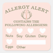 食品安全アレルギー警告ピンクベーカリーウィスク スクエアシール (正面)