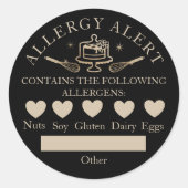 食品安全アレルギー警告ベーカリーケーキ&ウィスク ラウンドシール (正面)