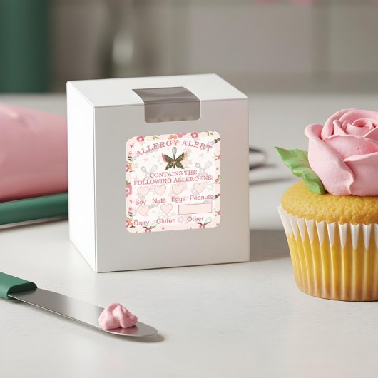 食品安全アレルギー警告ベーカリーバタフライウィスク スクエアシール