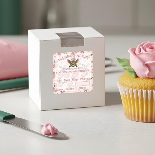 食品安全アレルギー警告ベーカリーバタフライケーキ スクエアシール