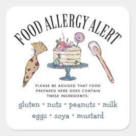 食品安全アレルギー警告ベーカリーペストリー スクエアシール