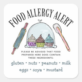 食品安全アレルギー警告ベーカリーペストリー スクエアシール