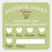 食品安全アレルギー警告ベーカリー木製スタンミキサ スクエアシール (正面)