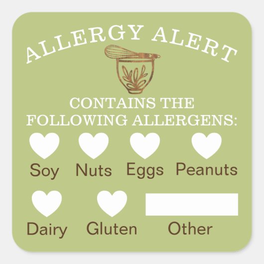 食品安全アレルギー警告ベーカリー木製スタンミキサ スクエアシール (正面)