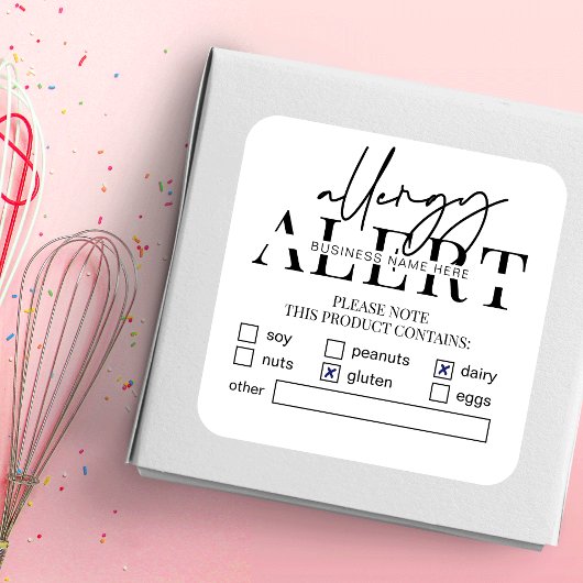 食品安全アレルギー警告ミニマルベーカリー スクエアシール