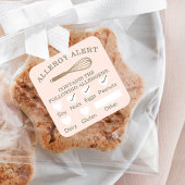 食品安全アレルギー警告金ゴールドベーカリーウィスクピンク スクエアシール