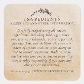 食品安全アレルゲンKraftリーフ手作り製品 スクエアシール (正面)