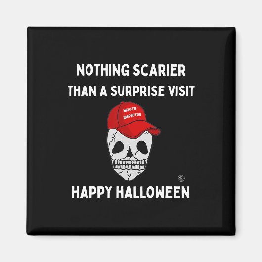 食品安全ハロウィーン健康検査役訪問スカル マグネット (正面)