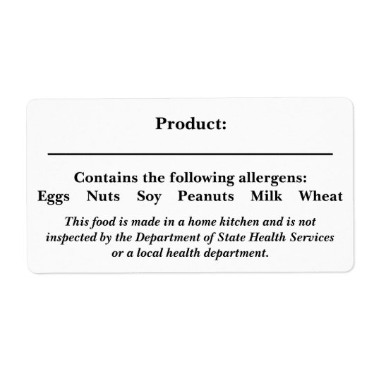 食品安全ラベルコテージ法農家市場 ラベル (正面)