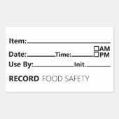 食品安全日付記録管理 長方形シール (正面)