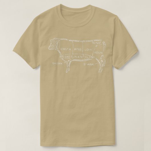 食品料理グルメ牛の肉塊の切り口 Tシャツ (デザイン正面)