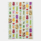食品缶詰ジャース – 緑 キッチンタオル (縦)