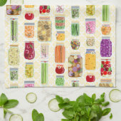 食品缶詰ジャース – 黄 キッチンタオル (折り畳み)