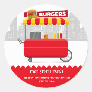 食品通りハンバーガー ラウンドシール