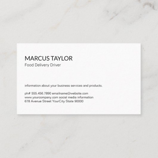 食品配達トラック |生産 名刺 (裏面)