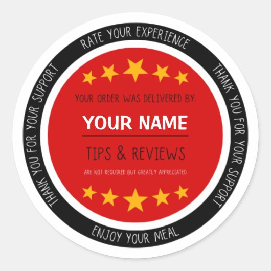 食品配達ドライバの顧客の評価 ラウンドシール (正面)