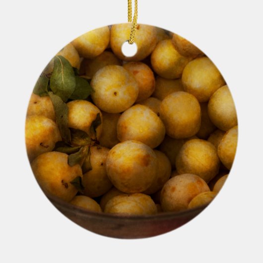 食品 - りんご - 金のりんご セラミックオーナメント (正面)