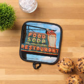 食品、ソーダ、レストランのヴィンテージ記号 鍋敷き (トップダウン)