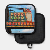 食品、ソーダ、レストランのヴィンテージ記号 鍋敷き (正面/裏面)