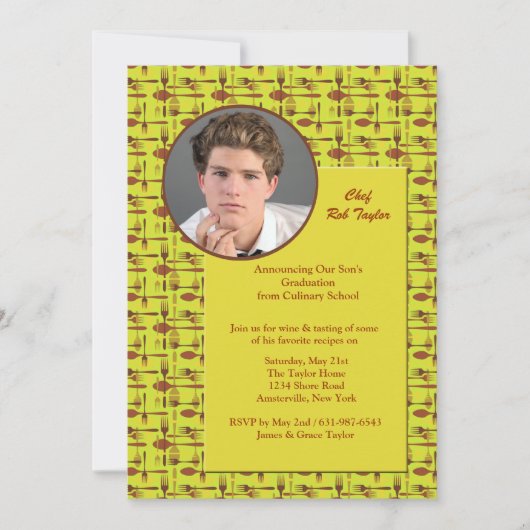 食器の写真 キッチンスクール卒業のお知らせ 招待状 (正面)