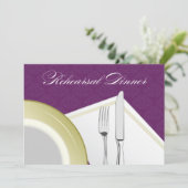 食器セットのリハーサルの夕食の招待状(紫色) 招待状 (スタンド正面)
