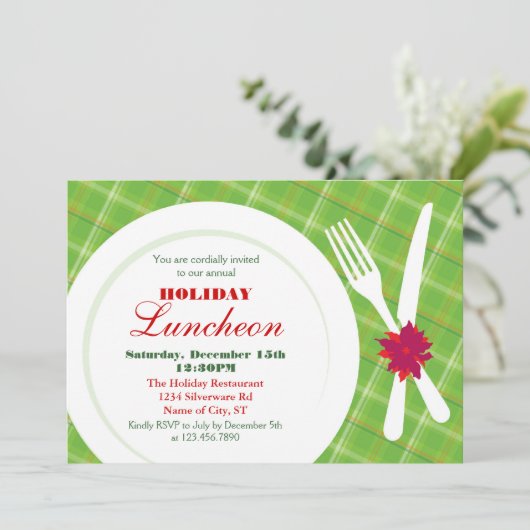 食器セットの休日の夕食の招待状 招待状 (スタンド正面)