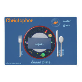 食器セットガイドの子供への第2宇宙のテーマ ラミネート ランチョンマット