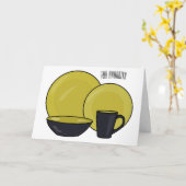 食器セット漫画イラストレーション カード (黄色い花)