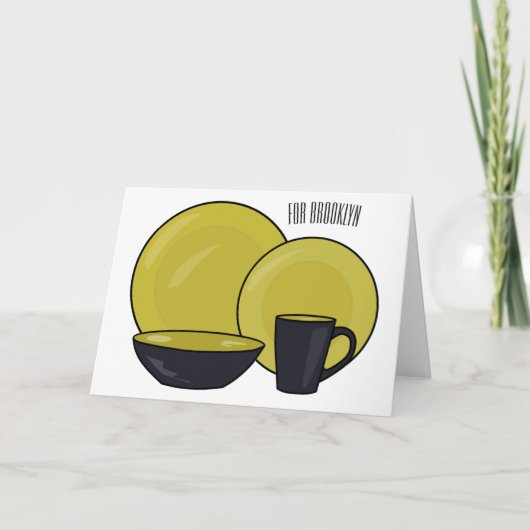 食器セット漫画イラストレーション カード (正面)