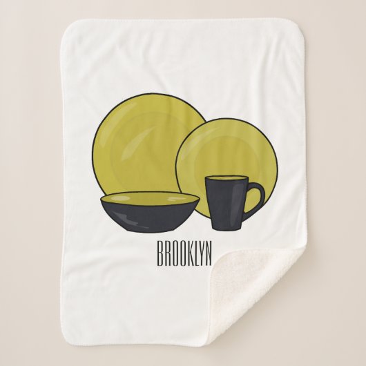 食器セット漫画イラストレーション シェルパブランケット (正面)