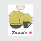 食器セット漫画イラストレーション シール (シート)