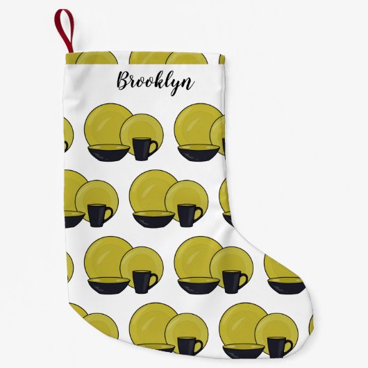 食器セット漫画イラストレーション スモールクリスマスストッキング (正面)