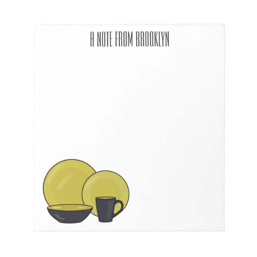 食器セット漫画イラストレーション ノートパッド (正面)