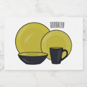 食器セット漫画イラストレーション フードラベル (シングルラベル)