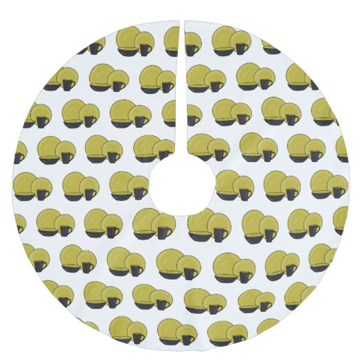 食器セット漫画イラストレーション ブラッシュドポリエステルツリースカート (正面)