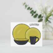 食器セット漫画イラストレーション ポストカード (スタンド正面)