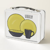 食器セット漫画イラストレーション メタルランチボックス (裏面)