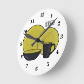 食器セット漫画イラストレーション ラウンド壁時計 (傾斜)