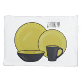 食器セット漫画イラストレーション 枕カバー (裏面)