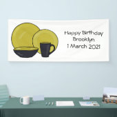 食器セット漫画イラストレーション 横断幕 (トレードショー)