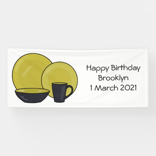 食器セット漫画イラストレーション 横断幕 (横)