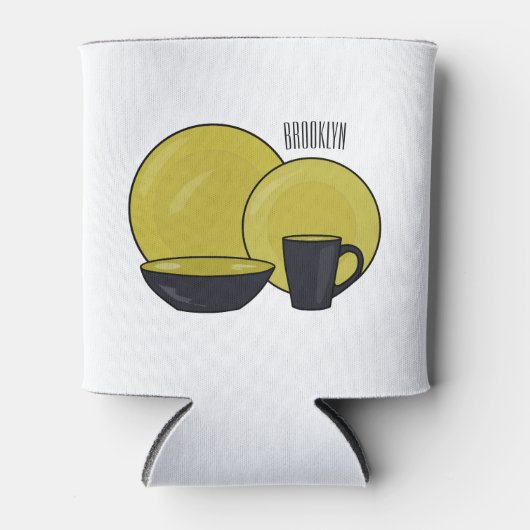 食器セット漫画イラストレーション 缶クーラー (正面)