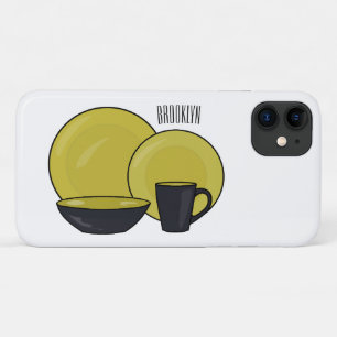 食器セット漫画イラストレーション iPhone 11 ケース