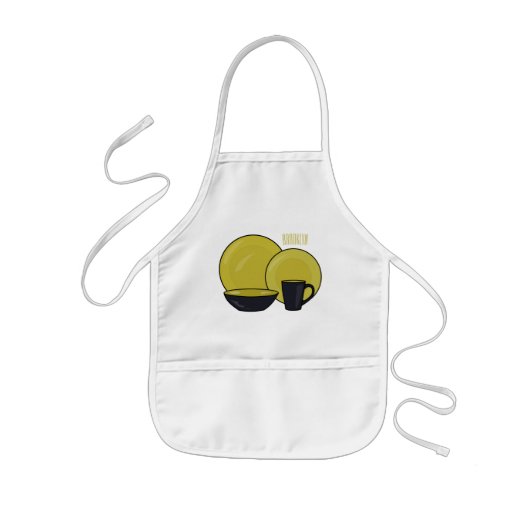 食器セット キャラクターイラスト 子供用エプロン (正面)