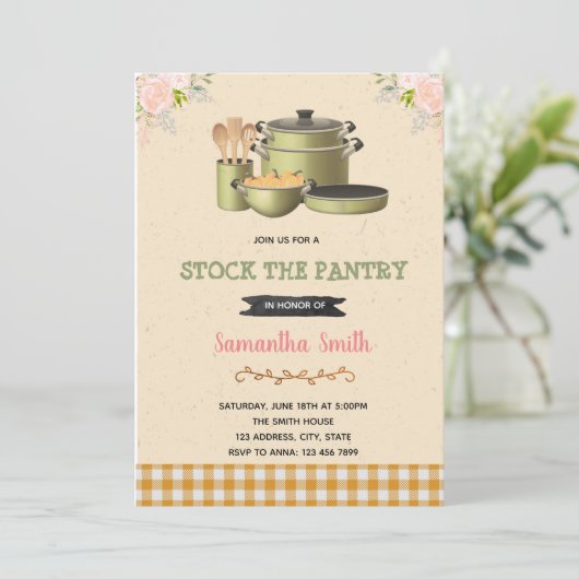 食器室のブライダルシャワーの招待を受け取る 招待状 (スタンド正面)