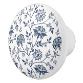 食器棚/ドアセラミックスノブ – ブルーグレーフローラ セラミックノブ (右)