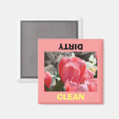 食器洗いマグネット汚れたクリーンなピンクのチューリップ マグネット (正面/裏面)