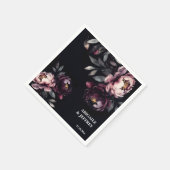 食器結婚の濃いパーソナライズされたムーディー牡丹 スタンダードカクテルナプキン (角)