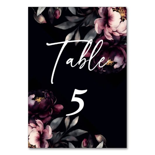 食器結婚の濃いパーソナライズされたムーディー牡丹 テーブルナンバー (正面)